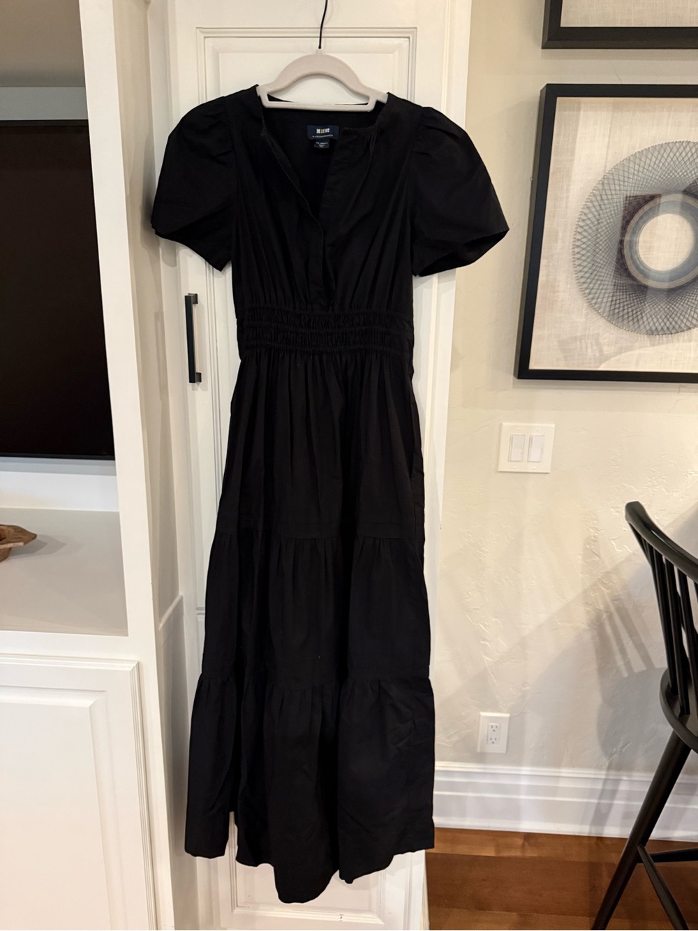 Anthropologie Black Maxi Dress with Puff Sleeves